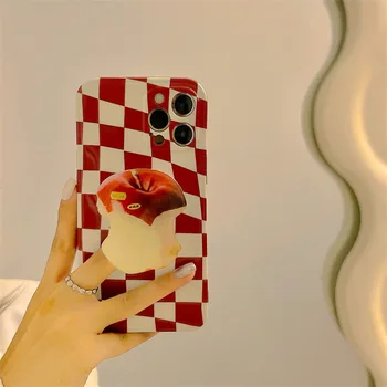 Kreatívne Červená Checker Jesť Apple Stojan, puzdro pre iPhone 13 Pro Max Zadný Kryt Telefónu na 12 11 Pro X XS XR 8 7 Plus SE 2020 Capa