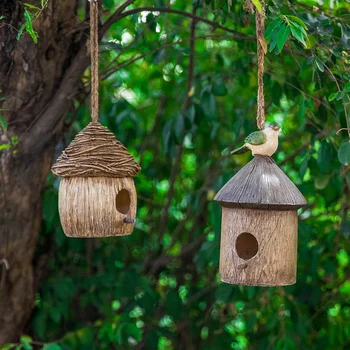 Záhrada dvore je záhradné dekorácie vonkajšie villa živice tvorivé vtáčie hniezdo vták dom záhrada micro krajiny strom prívesok