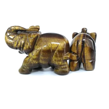 Prírodný Drahokam tigrie oko slon vyrezávané figúrky plavidlá mini zvierat sochy pre deti izba dekor liečivé kryštály