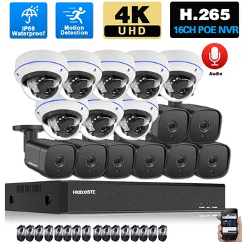 H. 265 IP CCTV Kamera Security System POE 4K 16CH NVR Súpravy Vonkajšie INFRAČERVENÉ Nočné Videnie POE kamerový Systém Nastaviť 8CH 8MP XMEYE