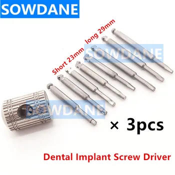 3 kusy Zubný Implantát skrutkovača Pre Nízku Rýchlosť Handpiece Krátke Ovládače 23 mm Dlhé Ovládače 29mm Ramienka Dia.2.35 mm