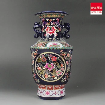 porcelán Jingdezhen smalt modrá mesa klasická uši stredne dekoratívne vázy ozdoby a kolaudačné párty darček
