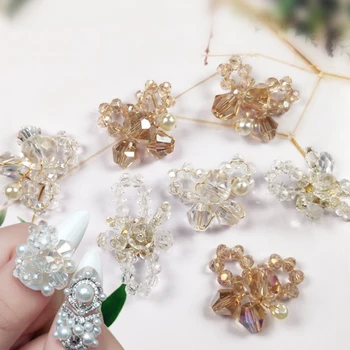 5 ks Krištáľovo Kvety Nail Art Dekorácie, Ručne vyrábané Semi Transparentné Nechtov Šperky Japonskom Štýle DIY Kúzlo Manikúra Príslušenstvo