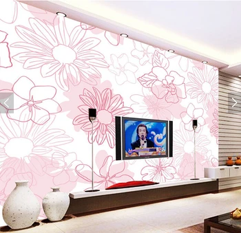 Vlastné retro tapety, ručne maľované ružové kvety graffiti na obývacia izba, spálňa, TV joj, tapety, vinylové tapety