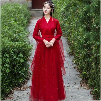 Ženy Hanfu Staroveké Čínske červené Svadobné Šaty maškarný strany tanečných Kostýmov, Oblečenie Pre Lady TV film štádium nosenie