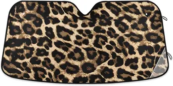 Oarencol Leopard Tlač čelného skla slnečník Skladacia UV Lúčom Slnečná Clona Chránič Slnečník, aby sa Vaše Vozidlo v Pohode (55