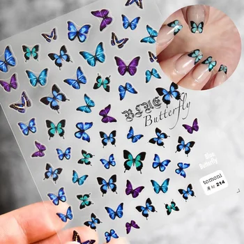 2021 Nové Plavidlá 5D Nail Art Nálepky Anaglyph Blue Butterfly Nail Art Decor Dekorácie Ultra-tenké Samolepiace Manikúra Príslušenstvo