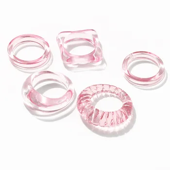 2022 nové krúžky pre ženy spoločné prsteň 5 kusov tvorivé jednoduché temperament živice transparentný krúžok žien jedinečný dar