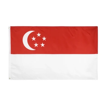 Republiky Singapur vlajka Vlastné Vlajky 3x5ft Lietania Banner 100D Polyester Reklama Športové Dekorácie Auta osadené priechodkami