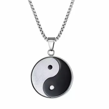 Retro Náboženské Yin Yang Symbol Prívesok Náhrdelník Z Nehrdzavejúcej Ocele Bagua Meditácia, Jóga Dva-Farba Mužskej Osobnosti Amulet
