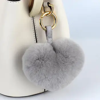 Atraktívne Plyšové Keychain Prívesok Hrdza-dôkaz Plyšové Kľúča Držiteľa Fuzzy Láska v Tvare Srdca Plyšové Kľúča Držiteľa Ornament