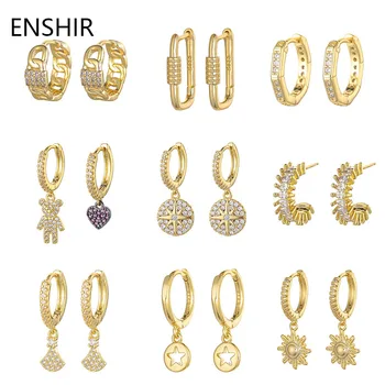 ENSHIR Zlatá Farba Geometrické Drop Hoop Náušnice Pre Ženy, Piercing, Náušnice Luxusne Jemné Svadobné Šperky