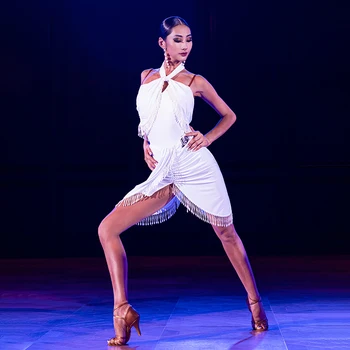 Letné sexy kríž výstrihu latinskej tanca top+pearl okraj sukne Fáze výkonu odbornej prípravy Ballroom dance praxi oblečenie