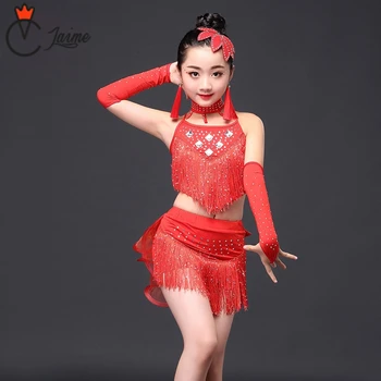 Deti, Tanečné Oblečenie Výkon Sukne latinskej Súťaže Šaty Deti Dancedwear Šaty pre dievčatá Šaty 6-15 Rokov