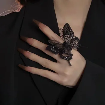 Móda Punku Motýľ Krúžok Super Víla Otvorenie Nastaviteľné 3D Vintage Prst Prstene Dámske Šperky Príslušenstvo