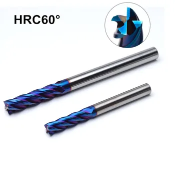 1pcs D6*15*D6*50mm*4t-taktné karbidových 4 flauty splošteného konci mlyny s rovnou Tenké ramienka frézovanie fréza HRC60 nACo-Potiahnuté Modrá