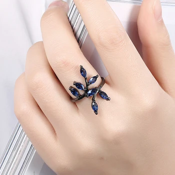Garilina módne šperky Hlboké modré Cubic Zirconia prstene pre Ženy snubný Prsteň R2004