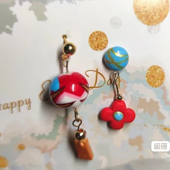 Móda Genshin Vplyv Yoimiya Candy Box Visieť Náušnice Asymetrické Ucho/Ušný Klip Cosplay Kostým Prop Príslušenstvo Šperky