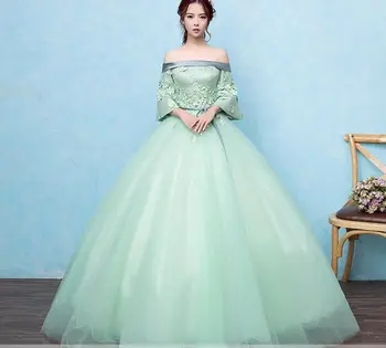 100%skutočný luxus svetlo zelená výšivky, kvetinové plesové šaty, stuido princezná plesové šaty, stredoveké šaty/viktoriánskej šaty belle loptu