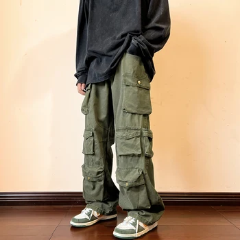 Y2K Cargo Nohavice Multi-vrecká Náradie Nohavice Harajuku Mužov Vintage Voľné Širokú Nohu, Nohavice Streetwear Bežné Hip-hop Zberného