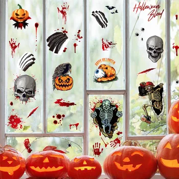 Nové Halloween Lebky Krvi Handprint Elektrostatické Nálepky Dovolenku Strany Okenného Skla Dverí Dekorácie-Nálepky S1085