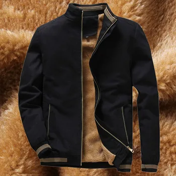 Pánske Zimné Bundy Mužov Teplé Fleece Obloženie Kabát Pánske bavlnené Bundy A Coats Muž Windbreaker Black Bežné Vlna Plus Bunda 5XL