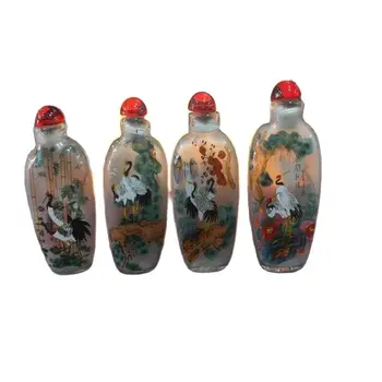 Čínsky Unikátne Maľby Šnupavý Tabak Fľašu Vo Vnútri Maľované Štyri Kombinácie Vtáky A Kvety