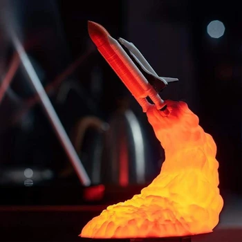 3D Vytlačené Launch Rocket Tvar Lampy, Nočné Svetlo Pre Deti Izba Spálňa Rocket Tvar, Dekorácie Nabíjateľná Náladu Mäkké Osvetlenie