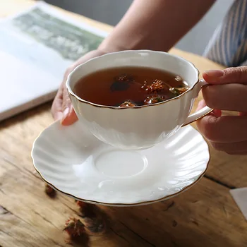 Anglický popoludní teacup šálku kávy tanier svadobný obrad ručne maľované zlato západnej reštaurácia kosti čína cup set