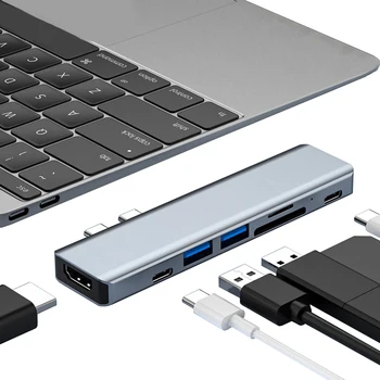 USB C Hub Dock pre Macbook Typ C do 4K Kompatibilný s HDMI Adaptér, USB 3.0, Splitter, s SD TF Card Reader Thunderblot 3 Typ C HUB