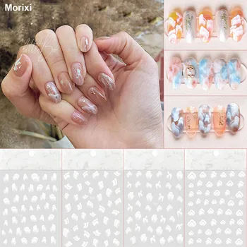 Japonský štýl nail art nálepky čisto biely hills in ocean shell tvar 3D, manikúra tip dekorácie na nechty, obtisky YJ018