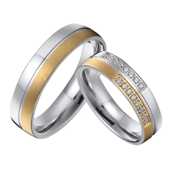 snubné prstene pre páry, ktoré milujú aliancie páry výročie nehrdzavejúcej ocele striebro, biele zlato zirkónmi, šperky krúžok