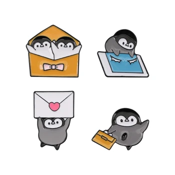 Unisex Penguin brošňa roztomilý Japonské odznak pre mužov a ženy Penguin Smalt Kolíky Taška Oblečenie Kovové Klopě Pin Odznaky Šperky