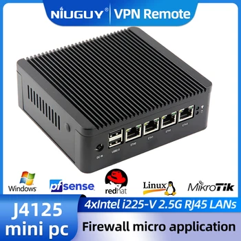 Bez ventilátorov Mäkké Router Intel J4125 Mini PC Quad Core 4xIntel i225 2,5 G LAN, HDMI, DP VPN pfSense Firewall micro aplikácie ESXI AES-